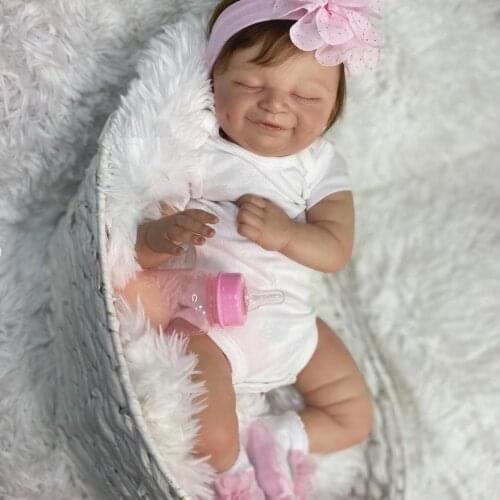 45 CM 3D-Paint Skin Visible Veins Soft Silicone Reborn Girl Baby Doll Toy Like Real 19 Inch Cloth Body Sleeping Dress Up Boneca