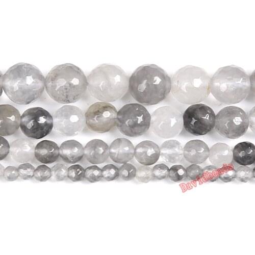 Natural Faceted Cloud Crystal Demon Quartz 4 6 8 10 12MM Fit Diy Charms Beads For Jewelry Making Accessory