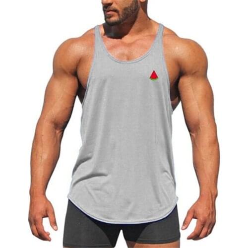 New Fashion Gym Clothing Watermelon Design Mens Bodybuilding Stringer Tank Top Fitness Sleeveless Shirt Running Vest