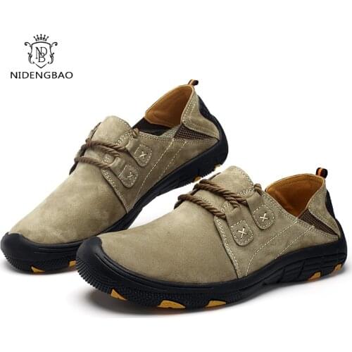 New Genuine Leather Casual Shoes Men Loafers Suede Men Sneakers Breathable Outdoor Walking Men Footwear Training Shoes Zapatos