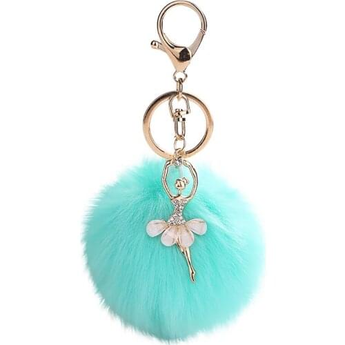 New Fashion Women 8CM Cute Dancing Angel Keychain Pendant Women Key Ring Holder Pompoms Key Chains