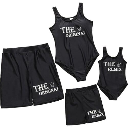Dad Son Swimwear Beach Bath Swimsuits Family Look Bikini Mommy and Me Clothes Mom and Daughter Matching Dresses Outfits