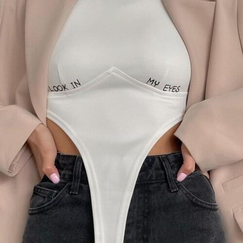 DSMTRC Black/White Solid Color Basic Bodies for Women Sleeveless Body Tops Letter Embroidery Slim Sexy Overalls Shorts 2021 New