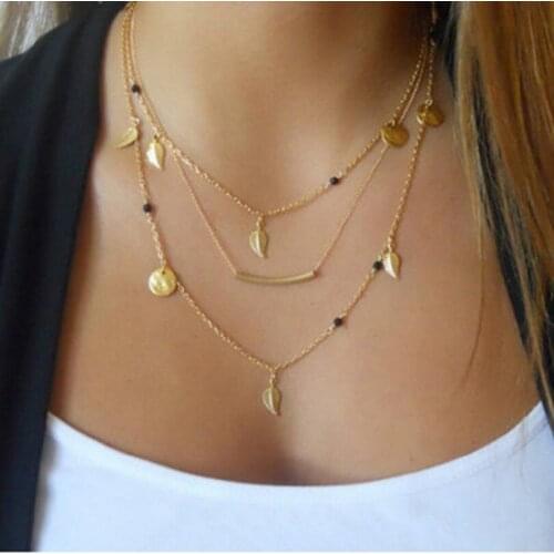 Fashion Jewelry Beads Short Necklace Geometry 8 Words Multilayer Necklace Women Elegant Necklace New Beads Pendant Necklace