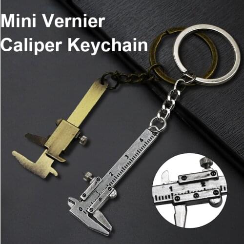 Portable 0-4cm Mini Vernier Calipers Keychain Measuring Tools Key Ring Style Simulation Model Ruler Key Chain