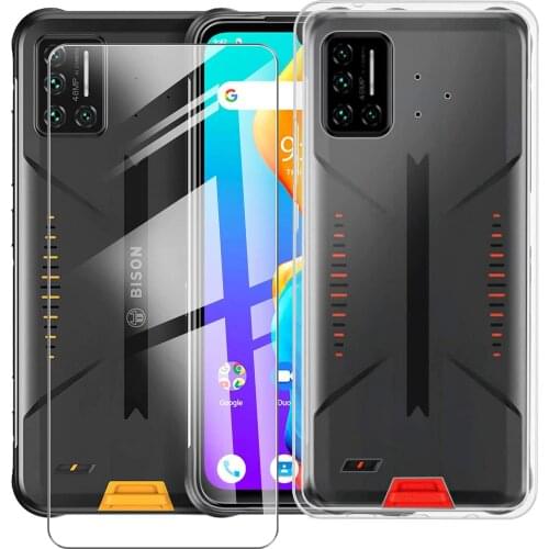 For Umidigi Bison GT Clear Case Cover + Screen Protector Tempered Glass Protective Film For Umidigi Bison