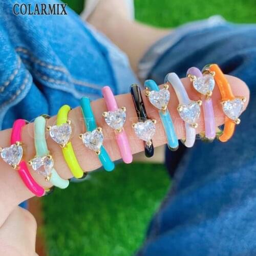 8 Piece Enamel Colorful rings Fashion Zircon Crystal rings party ring Mix color Fashion jewelry rings 51716