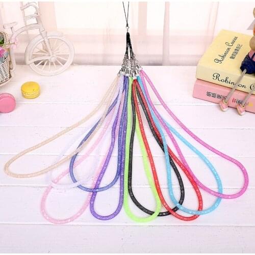 Crystal Rhinestone Lanyard Necklace ID Badge Phone Antitheft Keychain Holder Glitter Cord Strap Hanging Rope For Cellphones Keys