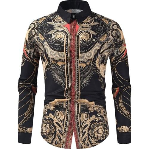 New 3D Print Fashion Show Vintage Shirts Men Camisa Masculina Slim Fit Club Party Prom Mens Shirt Blouse Chemise Homme