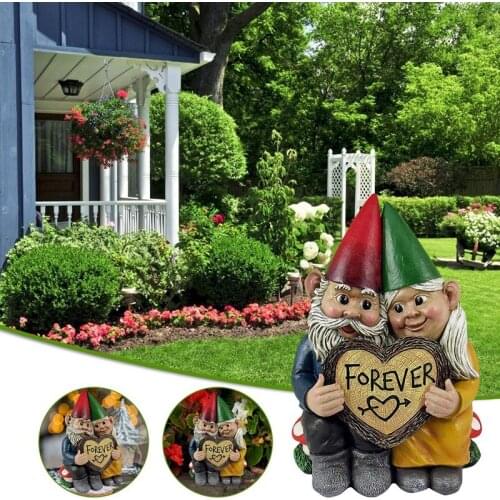 Garden Gnome Statues Figurine Resin Art Desktop Decoration Gnome Couple Outdoor Sculpture Home Decor Ornaments Crafts