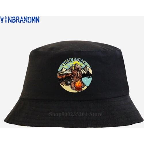 Summer Leisure hip hop Fishing hat Vintage Bear Shuh Duh Fuh Cup unisex hat Retro I Hate People Beer Camping Lover Fishing hat