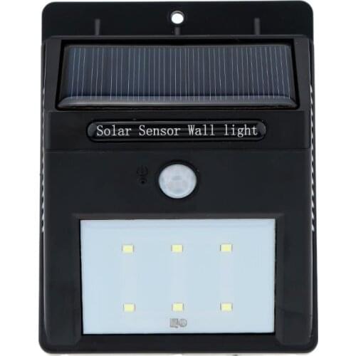 1W 6 LEDs Solar Panel PIR Motion & Light Sensor Water Resistant Wall Light Lamp Rechargeable Mounted in Outdoor Garden Pathway