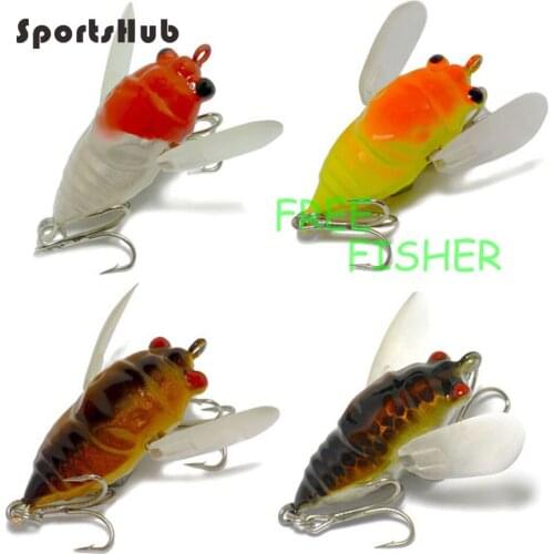 SPORTSHUB 2PCS 5CM 6.6G With Hooks Cicada Baits Insect-shape Baits Fishing Lures hard baits Fake Artificial Baits NR0033
