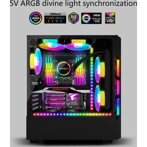 Coolmoon LED Strip Lights 1.3ft for for PC Computer Backlight 40cm Magnetic RGB LED Strip Lamp 4pin/5V ARGB+1.6ft Cable