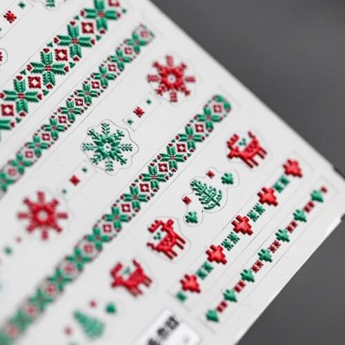 1 Sheet Thin Transparent Three-dimensional Sticker Cute White Sweater Pattern Desgin Snow Deer Relief Nail Water Slide Decal