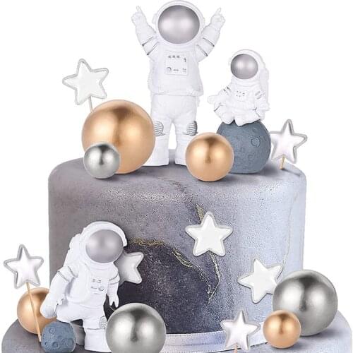 Astronaut Cake Topper Space Universe Planet Series Cake Toppers Space Theme Birthday Party Dessert Props Festive Decorating