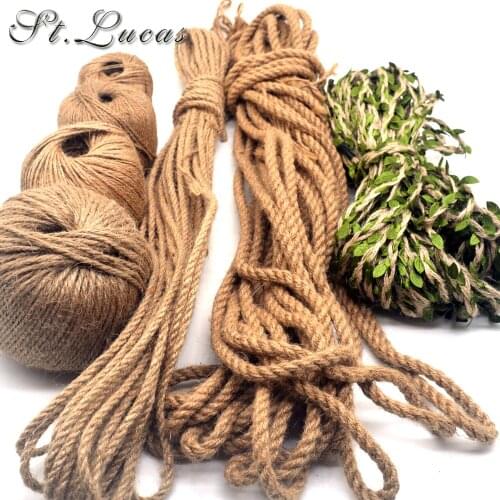 Natural Burlap Hessian Jute Twine Cord Hemp Rope leaf String Gift Packing Strings Christmas Event Party Supplies handmade DIY