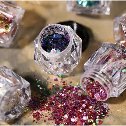 NC - Chameleon Hexagon Glitter (9 colors)/Chameleon Chunky 5g jar for Nail & Christmas Chameleon/color shift chunky mix,6767