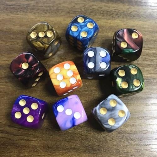 10PCs 16mm High Quality Dice Multicolor Six Side D6 Playing Games Dice Set for Bar Pub Club Party Desktop Table Board Game Dice