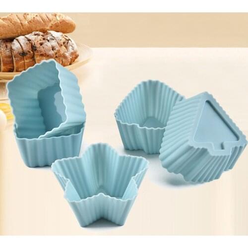 12PCS Cups Cake Reusable Muffin Cups Silicone Moulds Cupcakes Assorted Patterns Baking Tools