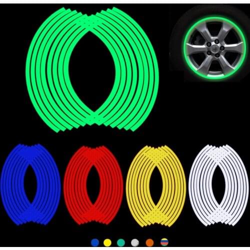 16 Strips Polyethylene Terephthalate Wheel Sticker Reflective Rim Stripe Tape Bike Motorcycle Car sticker Strips