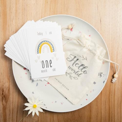 16Pcs Baby Milestone Cards Baby Photography Milestone Memorial Monthly Newborn Commemorative Card Number Photo Accessories Gifts