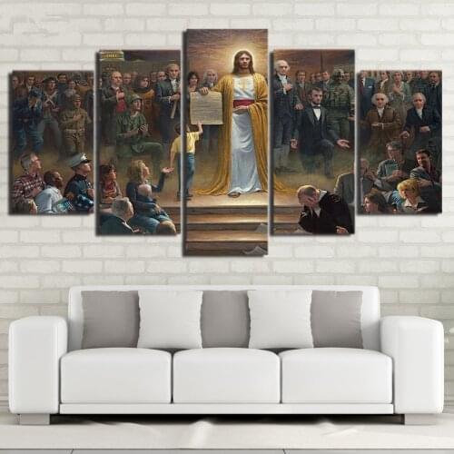 Wall Art Canvas Pictures Home Decor Frame 5 Pieces Classic Painting Jesus Christ Returns To Earth Christian Prints Poster