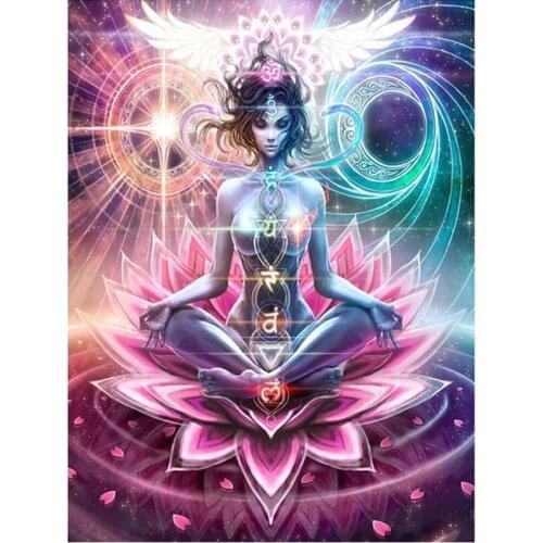 5D DIY Rhinestones Diamond Paintings Full Round Drills Picture Lotus Buddha Paint By Numbers Kits Embroidery Mosaic YG2315