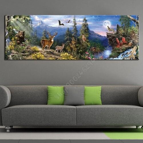 Large Size Diy Diamond Painting Moon forest Animals Life 5d Embroidery Mosaic Square Round Drill Cross Stitch Kits Craft FF3547