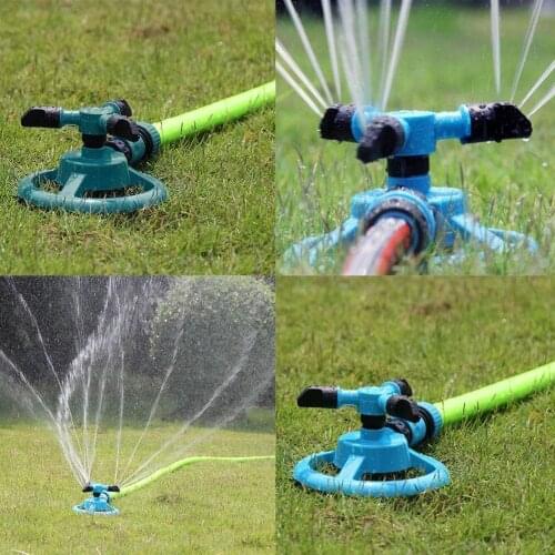 360 Degree Automatic Garden Sprinklers Watering Grass Blue Rotary Lawn Nozzle Garden Water Sprinkler Supplies System Rotati O2X8