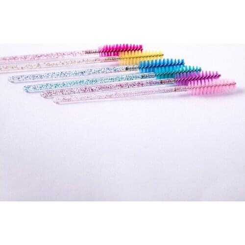 Belovedbeauty Good Quality Disposable 50 Pcs Crystal Eyelash Makeup Brushes Diamond Handle Mascara Wands Eyelash Extension Tools