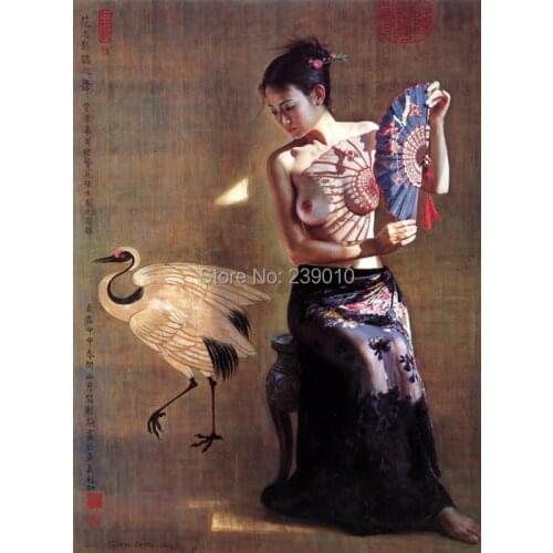 Free shipping nude art prints oil painting Chinese style nude oil painting on canvas hotel home decoration picture