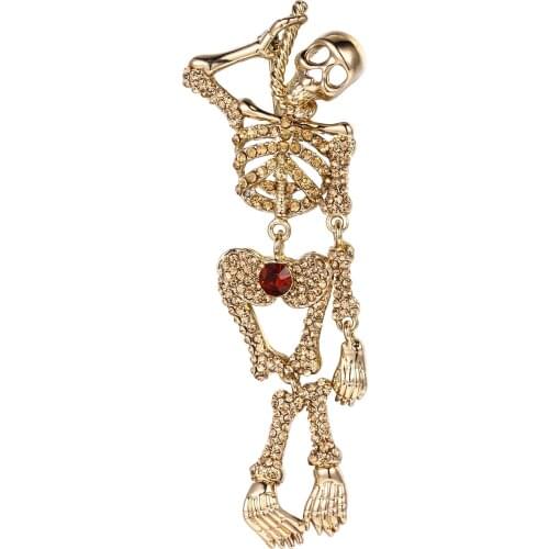 Halloween Skull Brooch Women брошь Broche Femme Skeleton Crystal Unisex Gold Holiday Party Jewelry Gift Fashion