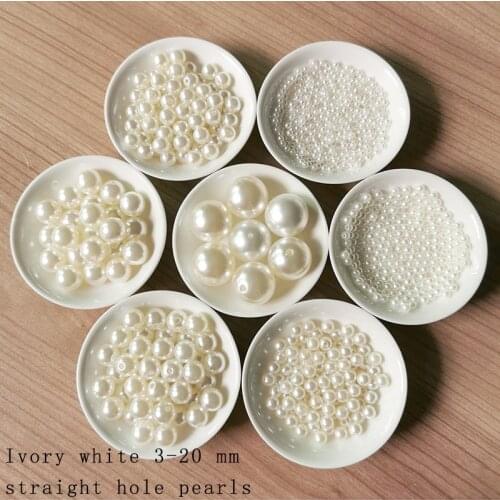 3-20 mm Acrylic Round Ivory ABS Imitation Pearl Loose Beads Jewelry DIY Crafts Grament Headwear Necklace Bracelets Accessories