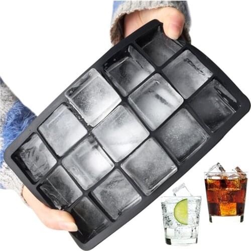 Black Grade Silicone 15/8-Grid Cube Jumbo Silicone Ice Cube Square Tray Mould Non-Toxic Durable Bar Pub Wine Ice Blocks Maker
