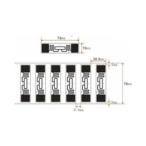 Cheap Alien 9662 inlay rfid price UHF RFID Paper Label Sticker Tag Alien H3 inlay long range 10meters 9662 antenna inlay 72*19mm