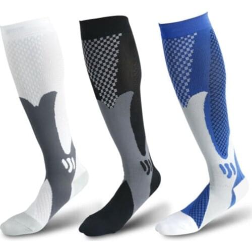 Long Knee High Tube Compression Socks Calf Leg Support Cycling Running Crossfit Sports Stockings Men Women Nylon Elastic Sokken