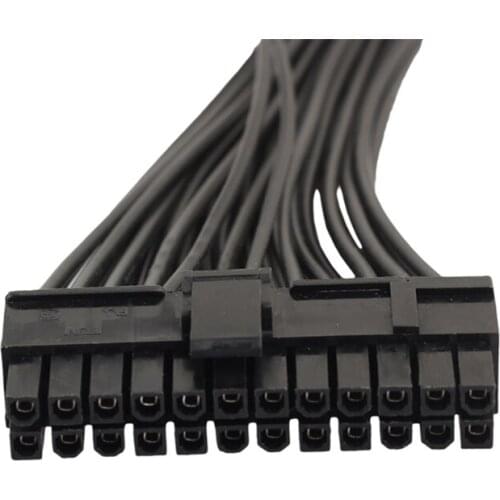 Dual PSU Power Supply 24 Pin Extension CableFor Motherboard, 24 Pin to 24(20+4) pin, 11.81inch/ 30cm Black for Computer