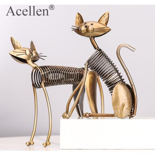 Three Cats Figurines Crafts Three Kittens Handmade Metal Sculpture Collection Iron Home Decoration Accessories Creative Gift