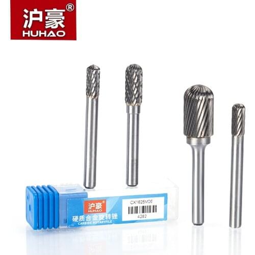 HUHAO 1pc 6mm Shank Tungsten Steel Cutter Metal Grinding Carving Rotary File Cylindrical Router Bit For Metal Polishing C Type