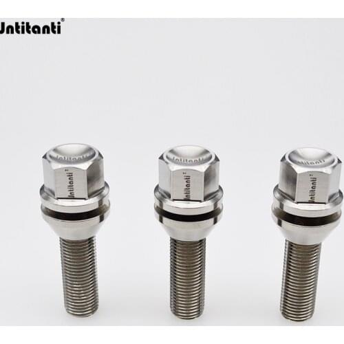 High performance Gr.5 titanium lug bolts M12/14*1.25/1.5*28mm with 60 cone seat spacer