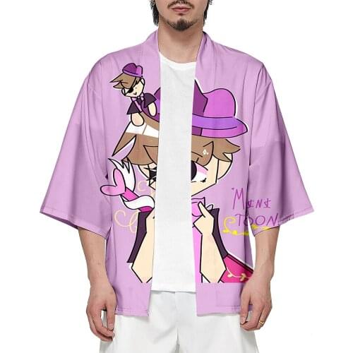 BSLNXNMA Minitoon 3D Printed Kimono summer Women/Men Summer Casual Short Sleeve streetwear Kimono