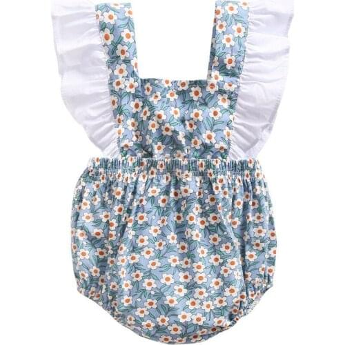 Flying Sleeves Flower Baby Girl Toddlers Fashion Newborn Toddlers Cotton Babies Outfits Patchwork Kids Clothes 0-24M