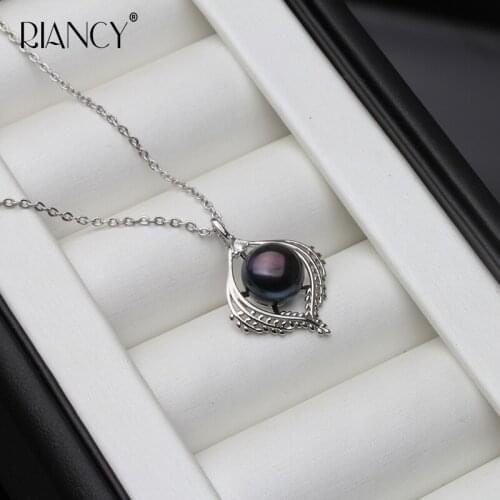 Fashion black Natural Freshwater Pearl Pendants Fine Clavicle chain All-match necklace For Women wedding gift