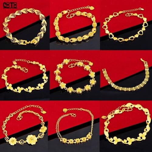 Fashion Luxury Gold Jewelry A Variety of Flower Styles Muslim Wedding Party Bracelet Accessories Cuban Charm Bracelet for Women