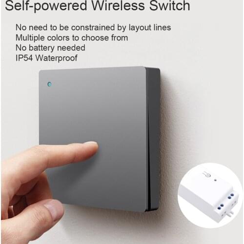Wall Light Switch Self-powered Remote Control No Battery No Wire Ip54 Waterproof Indoor White Grey Gold Lamp Wireless Switch
