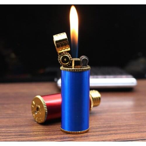 New Portable Kerosene Lighter Copper Shell Capsule Gasoline Flint Lighter Free Fire Inflated Oil Lighter Grinding Wheel Petrol