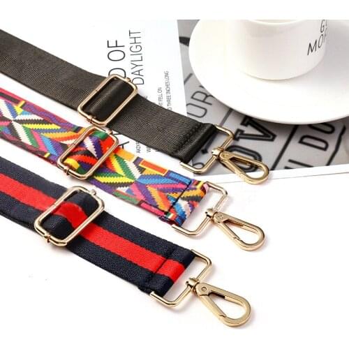 New Color Strip Wide Shoulder Strap Adjustable Bag Strap Womens Bag Accessories Ethnic Style Woven Diagonal Cross Luggage-bags