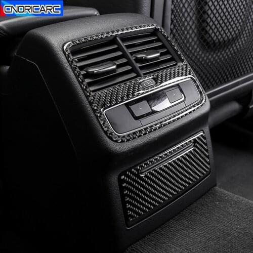 Carbon Fiber Center Armrest Rear Air Vent Decoration Frame Cover Ashtray Panel Sticker For Audi A4 B9 2017-19 Auto Accessories