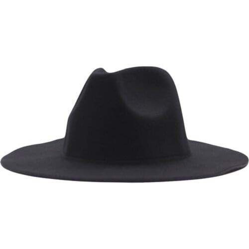 New Classic Solid Color Felt Fedoras Hat for Men Women Jazz Cap Wide Brim Vintage Church Sombrero Trilby Hat Mujer